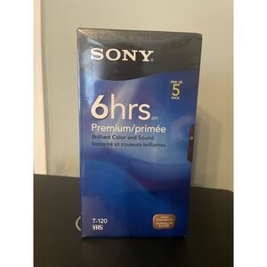 Sony VHS‎ T-120 6 Hour 5 Pack New